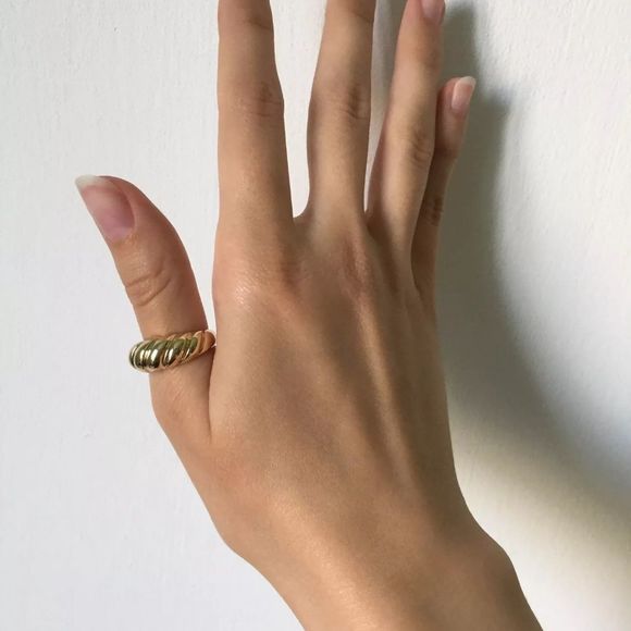 Gold Croissant Dome Ring - Picture 4 of 7